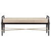 Polly Modern Classic Beige Upholstered Oak Wood Bench