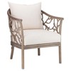 Bosco Coastal Beach White Linen Driftwood Mahogany Wood Arm Chair