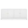 Meredith Modern Classic White Grasscloth Wood Media Cabinet