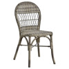 Noah Coastal Beach Brown Woven Faux Rattan Outdoor Dining Side Chair