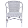 Clara Coastal Beach White Woven Aluminum Outdoor Arm Chair