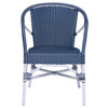 Clara Coastal Beach Navy Blue Woven Aluminum Outdoor Arm Chair
