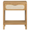 Allie Coastal Light Brown Oak Wood Nightstand