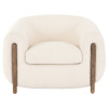 Riley Mid Century Cream Performance Brown Wood Barrel Chair