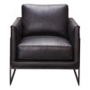 Griffin Industrial Loft Black Leather Iron Living Room Arm Chair