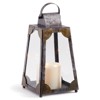 Maddy Mid Century Clear Glass Grey Galvanized Metal Lantern Candleholder - Small