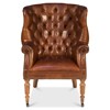 Shelby Updated Traditional Vintage Brown Tufted Leather Nailhead Arm Chair