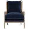 Beau French Country Blue Velvet Grey Birch Wood Wing Chair