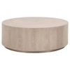 Lionel Coastal Beach Natural Grey Oak Wood Large Round Drum Coffee Table