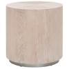 Lionel Coastal Beach Natural Grey Oak Wood Large Drum End Table