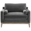 Stephanie Modern Classic Grey Velvet Oak Wood Occasional Chair