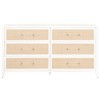 Steven Coastal Beach Natural Rattan White Wood Frame 6 Drawer Dresser