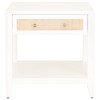 Steven Coastal Beach Natural Rattan White Frame Side Table