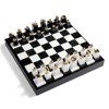L'Objet Modern Classic White Marble Brass Accent Chess Set
