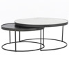 Nash Industrial Loft White Marble Top Iron Nesting Round Coffee Table