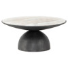 Malia Industrial Loft Beige Marble Top Aluminum Round Coffee Table - 36"