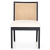 Annette Modern Classic Black Cane Wood Frame White Performance Dining Side Chair