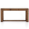 Tony Modern White Marble Tabletop Brown Acacia Wood 6 Drawer Kitchen Island