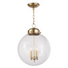 Globe French Clear Glass Bronze Metal Pendant