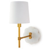 Mia Updated Traditional Natural Brass White Alabaster Wall Sconce