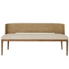 Adelyn Coastal Beach Beige Performance Brown Teak Wood Woven Back Bench