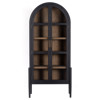 Ivan Mid Century Clear Glass Black Solid Oak Wood 2 Door Arched Display Case
