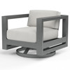 Finn Mid Century Grey Sunbrella Swivel Outdoor Lounge Arm Chair