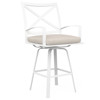 Zuri Coastal Grey Sunbrella Aluminum Swivel Outdoor Bar Stool