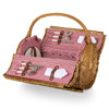 Russell French Brown Willow Barrel Picnic Basket with Serverware for 2