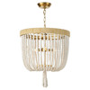 Milos Coastal White Steel Beach Brown Rattan Chandelier