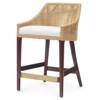 Palecek Vincent Coastal Beach White Performance Brown Rattan Hardwood Counter Stool