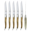 Forge de Laguiole Silver Stainless Steel Horn Tip Handle 6 Piece Steak Knife Set