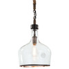 Demi John Modern Classic Brown Jute Rope Glass Pendant - Small