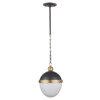 Otis Modern Frosted White Glass Black Brass Pendant - Small