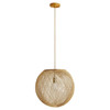 Indiana Coastal Beach Natural Brown Wicker Sphere Pendant