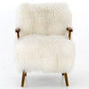 Everleigh Rustic Lodge White Fur Natural Oak Living Room Arm Chair