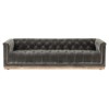 Emmy Rustic Grey Upholstered Velvet Tufted Nailhead Trim Sofa - Large - 95"W