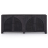 Kashton Mid Century Black Wash Mango Wood Arched Cane 4 Door Sideboard