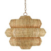 Rica Coastal Beach Brown Rattan 3 Tier Chandelier - Small