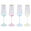 Rainbow Modern Classic Assorted Champagne Flute Glass - Set of 4