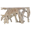 Prescy Coastal Beach Natural Teak Wood Root Console Table - Small