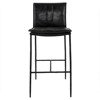 Marissa Industrial Loft Black Upholstered Leather Iron Legs Bar Stool