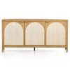 Allie Coastal Light Brown Oak Wood Natural Woven Cane Sideboard
