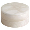 Suri Modern Natural White Alabaster Round Swivel Decorative Box