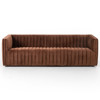 Leo Modern Classic Auburn Velvet Channel Tufted Sofa - 88"