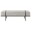 Ronan Modern Classic Grey Performance Upholstered Seat Black Iron Frame Bench