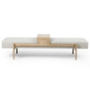 Odi Mid Century Light Brown Oak Wood Frame White Upholstered Entryway Bench
