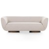Sabina Modern Classic Beige Performance Brown Wood Base Tight Back Sofa - 87"W