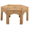 Xiomara Coastal Beach Brown Woven Mahogany Wood Hexagon Classic Coffee Table