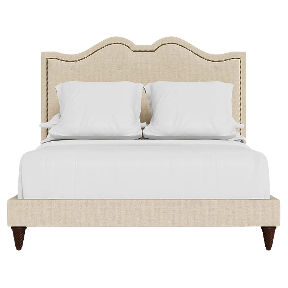 Williams Natural Performance Chenille Mahogany Nailhead Bed - Queen